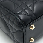 DIOR MINI LADY DIOR TOTE BAG LAMBSKIN BLACK LGHW