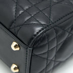 DIOR MINI LADY DIOR TOTE BAG LAMBSKIN BLACK LGHW