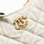 CHANEL 23K HOBO SHOULDER BAG CALFSKIN WHITE GHW (MICROCHIP)