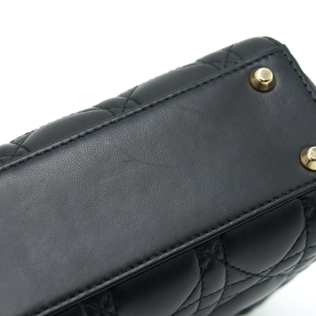 DIOR MINI LADY DIOR TOTE BAG LAMBSKIN BLACK LGHW