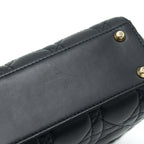 DIOR MINI LADY DIOR TOTE BAG LAMBSKIN BLACK LGHW