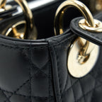 DIOR MINI LADY DIOR TOTE BAG LAMBSKIN BLACK LGHW