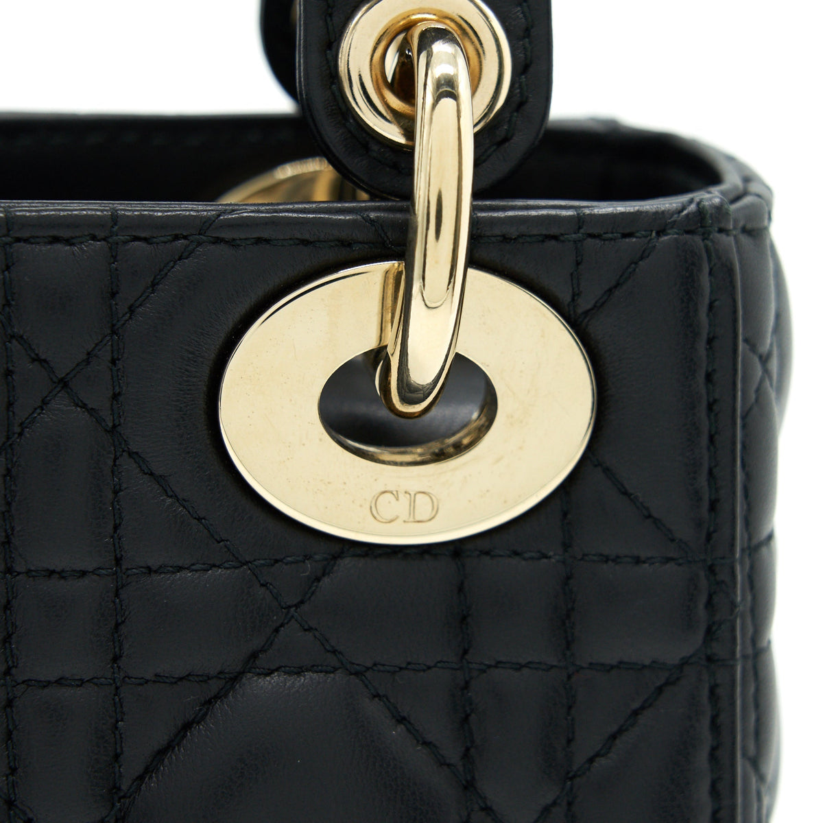 DIOR MINI LADY DIOR TOTE BAG LAMBSKIN BLACK LGHW