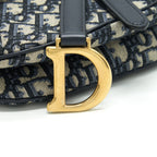 DIOR MINI SADDLE BLUE OBLIQUE GHW