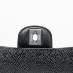 CHANEL SMALL CLASSIC DOUBLE FLAP BAG CAVIAR BLACK SHW (MICROCHIP)