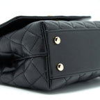 CHANEL SMALL COCO HANDLE 24CM CAVIAR BLACK LGHW EMBOSSED HANDLE (MICROCHIP)
