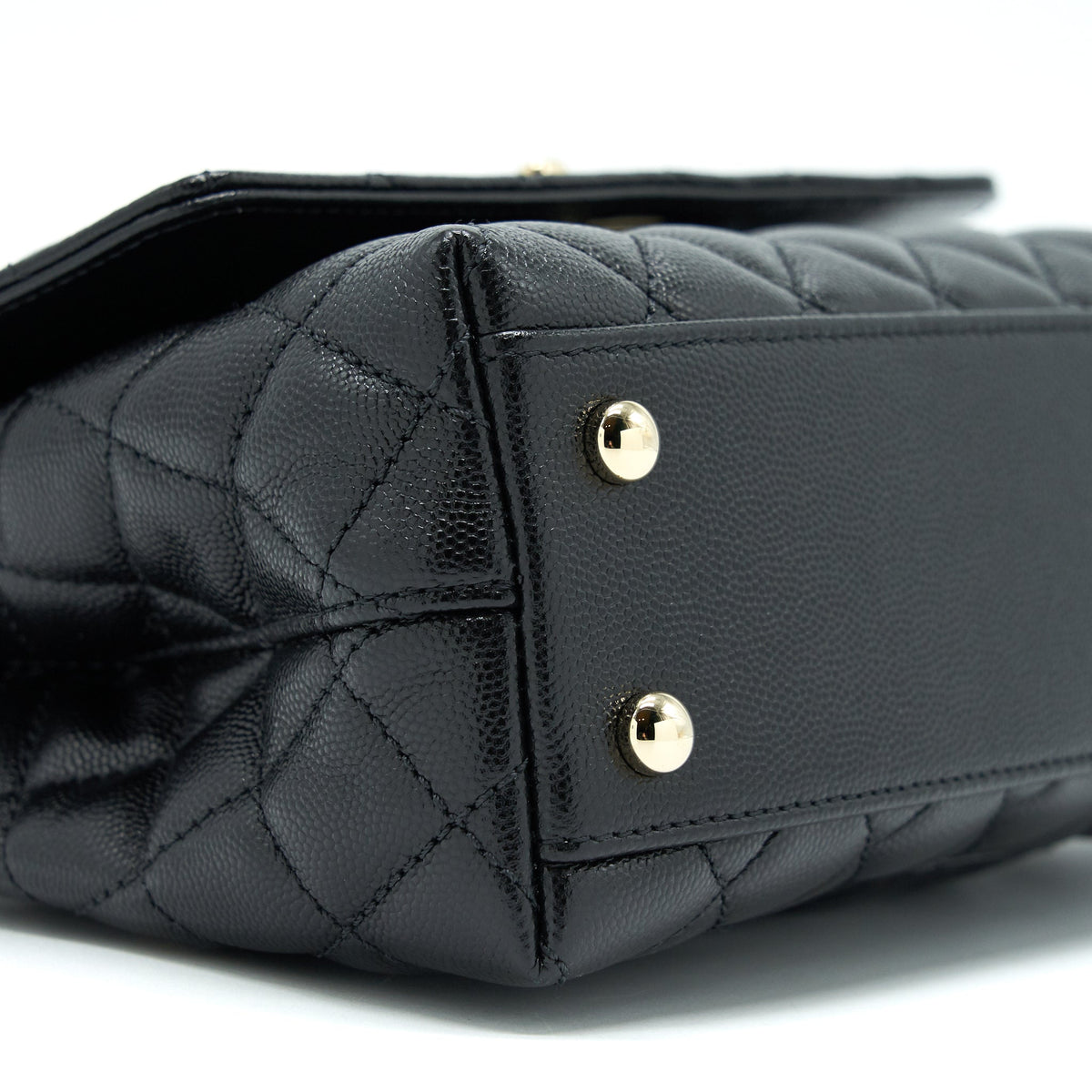 CHANEL SMALL COCO HANDLE 24CM CAVIAR BLACK LGHW EMBOSSED HANDLE (MICROCHIP)
