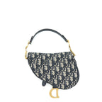 DIOR MINI SADDLE BLUE OBLIQUE GHW