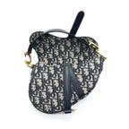 DIOR MINI SADDLE BLUE OBLIQUE GHW