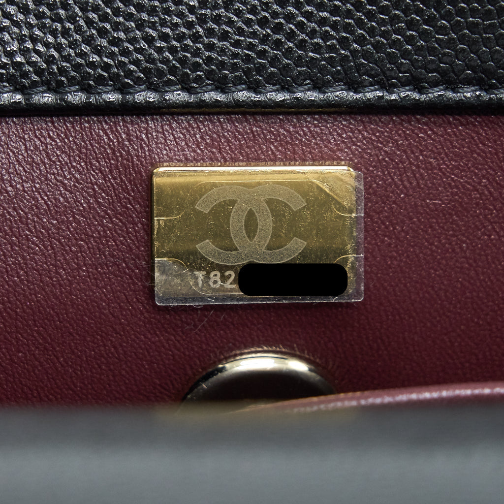 CHANEL SMALL COCO HANDLE 24CM CAVIAR BLACK LGHW EMBOSSED HANDLE (MICROCHIP)