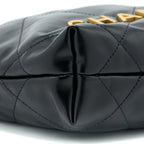 CHANEL 23S MINI 22 BAG AGED CALFSKIN BLACK BRUSHED GHW (MICROCHIP)