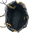 CHANEL 23S MINI 22 BAG AGED CALFSKIN BLACK BRUSHED GHW (MICROCHIP)