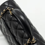 CHANEL TOP HANDLE MINI RECTANGULAR FLAP BAG LAMBSKIN BLACK LGHW (MICROCHIP)
