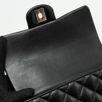 CHANEL TOP HANDLE MINI RECTANGULAR FLAP BAG LAMBSKIN BLACK LGHW (MICROCHIP)