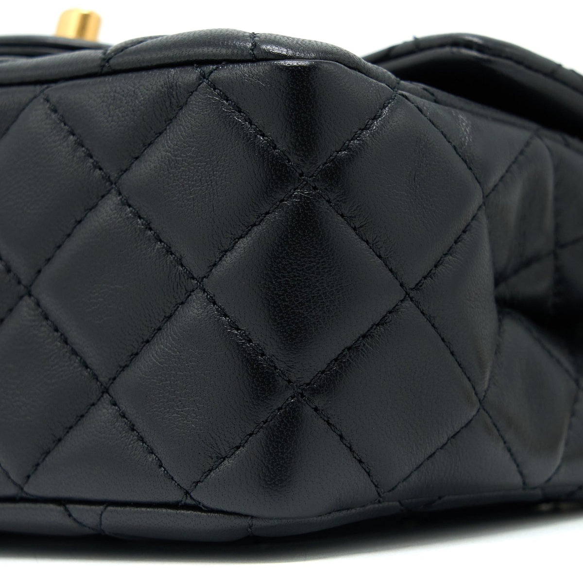 CHANEL PEARL CRUSH MINI SQUARE FLAP BAG LAMBSKIN BLACK GHW (MICROCHIP)