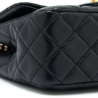 CHANEL PEARL CRUSH MINI SQUARE FLAP BAG LAMBSKIN BLACK GHW (MICROCHIP)