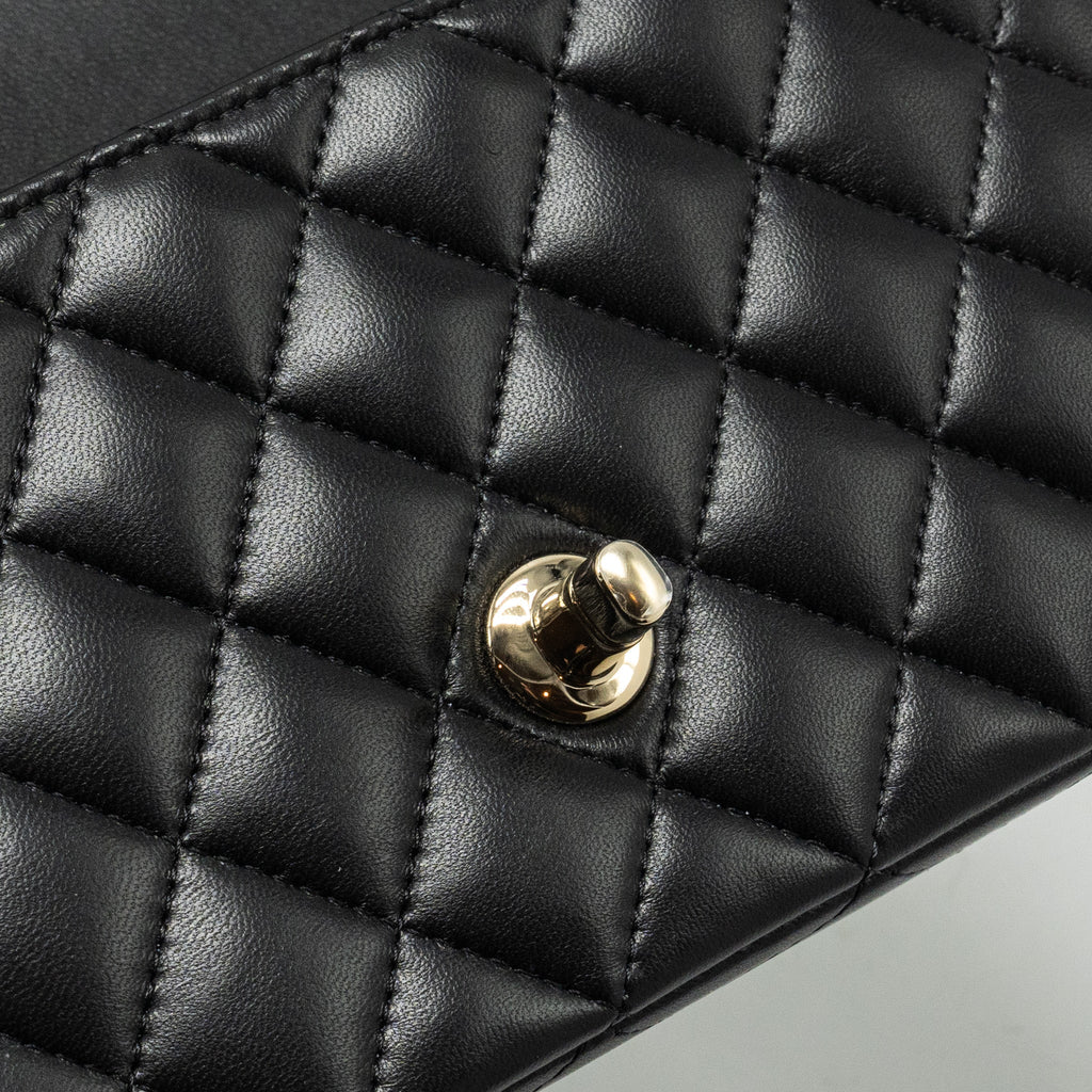 CHANEL TOP HANDLE MINI RECTANGULAR FLAP BAG LAMBSKIN BLACK LGHW (MICROCHIP)