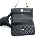 CHANEL 22C PEARL CRUSH WALLET ON CHAIN BLACK GHW (MICROCHIP)