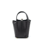 HERMES PICOTIN 18 LOCK BAG ALLIGATOR MATT BLACK GHW