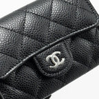 CHANEL CLASSIC FLAP CARD HOLDER CAVIAR BLACK SHW (MICROCHIP)