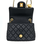 CHANEL PEARL CRUSH MINI SQUARE FLAP BAG LAMBSKIN BLACK GHW (MICROCHIP)