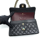 CHANEL SMALL CLASSIC DOUBLE FLAP CAVIAR BLACK GHW (MICROCHIP)