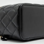 CHANEL TOP HANDLE LONG VANITY WITH CHAIN LAMBSKIN BLACK GHW