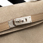 HERMES MINI KELLY PLUCH GRIZZLY/SWIFT/MOUTON MERINOS GRIS CAILLOU/ECRU/ETOUPE SHW