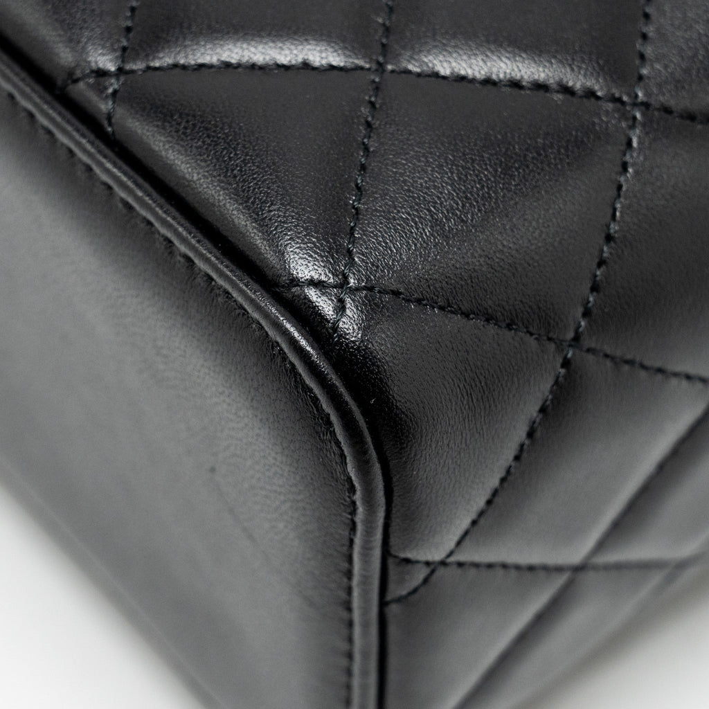 CHANEL TOP HANDLE LONG VANITY WITH CHAIN LAMBSKIN BLACK GHW
