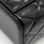 CHANEL TOP HANDLE LONG VANITY WITH CHAIN LAMBSKIN BLACK GHW
