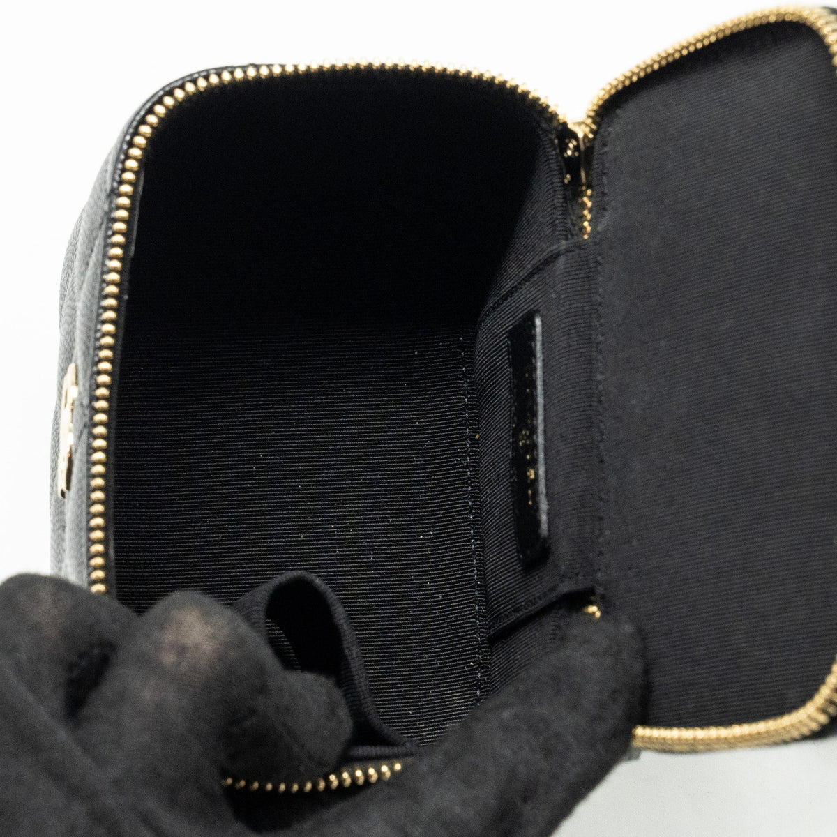 CHANEL SMALL VANITY CLUTCH WITH CHAIN CC PEARL CAVIAR BLACK LGHW