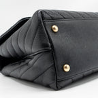 CHANEL MEDIUM CHEVRON COCO HANDLE CAVIAR BLACK GHW