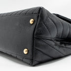 CHANEL MEDIUM CHEVRON COCO HANDLE CAVIAR BLACK GHW