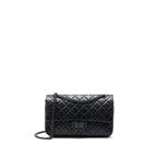 CHANEL SMALL 2.55 REISSUE FLAP BAG AGED CALFSKIN SO BLACK WITH BLACK HARDWARE (MICROCHIP)
