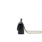 CHANEL RECTANGULAR MINI TOP HANDLE FLAP BAG GRANIED CALFSKIN BLACK GHW