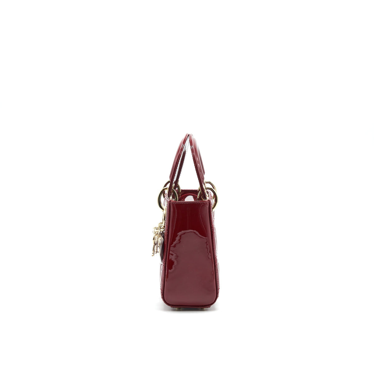 DIOR MINI LADY DIOR PATENT LEATHER RED WITH LGHW