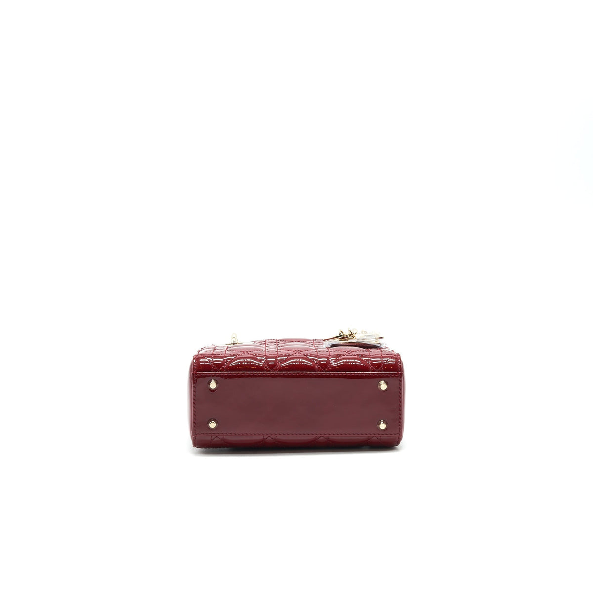 DIOR MINI LADY DIOR PATENT LEATHER RED WITH LGHW