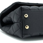 CHANEL MINI COCO HANDLE CAVIAR BLACK/BURGUNDY HANDLE LGHW