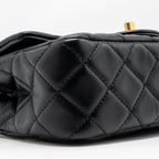 CHANEL PEARL CRUSH MINI RECTANGULAR FLAP BAG LAMBSKIN BLACK GHW (MICROCHIP)