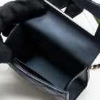 CHANEL TOP HANDLE MINI FLAP BAG PEARLY LAMBSKIN DARK BLUE LGHW(MICROCHIP)