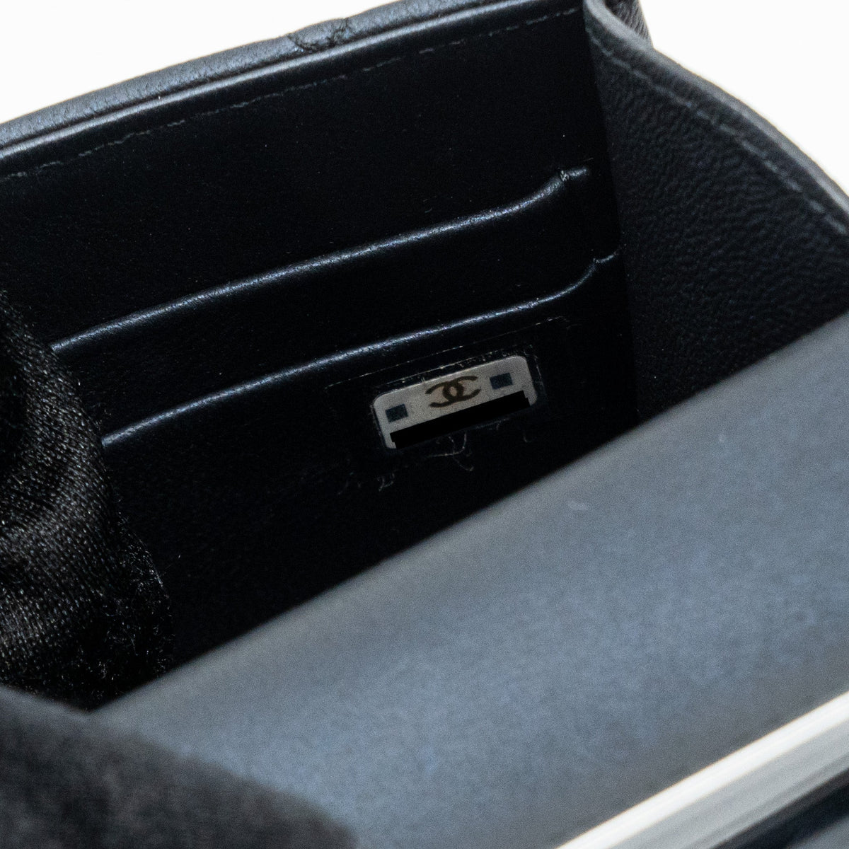 CHANEL TOP HANDLE MINI FLAP BAG PEARLY LAMBSKIN DARK BLUE LGHW(MICROCHIP)
