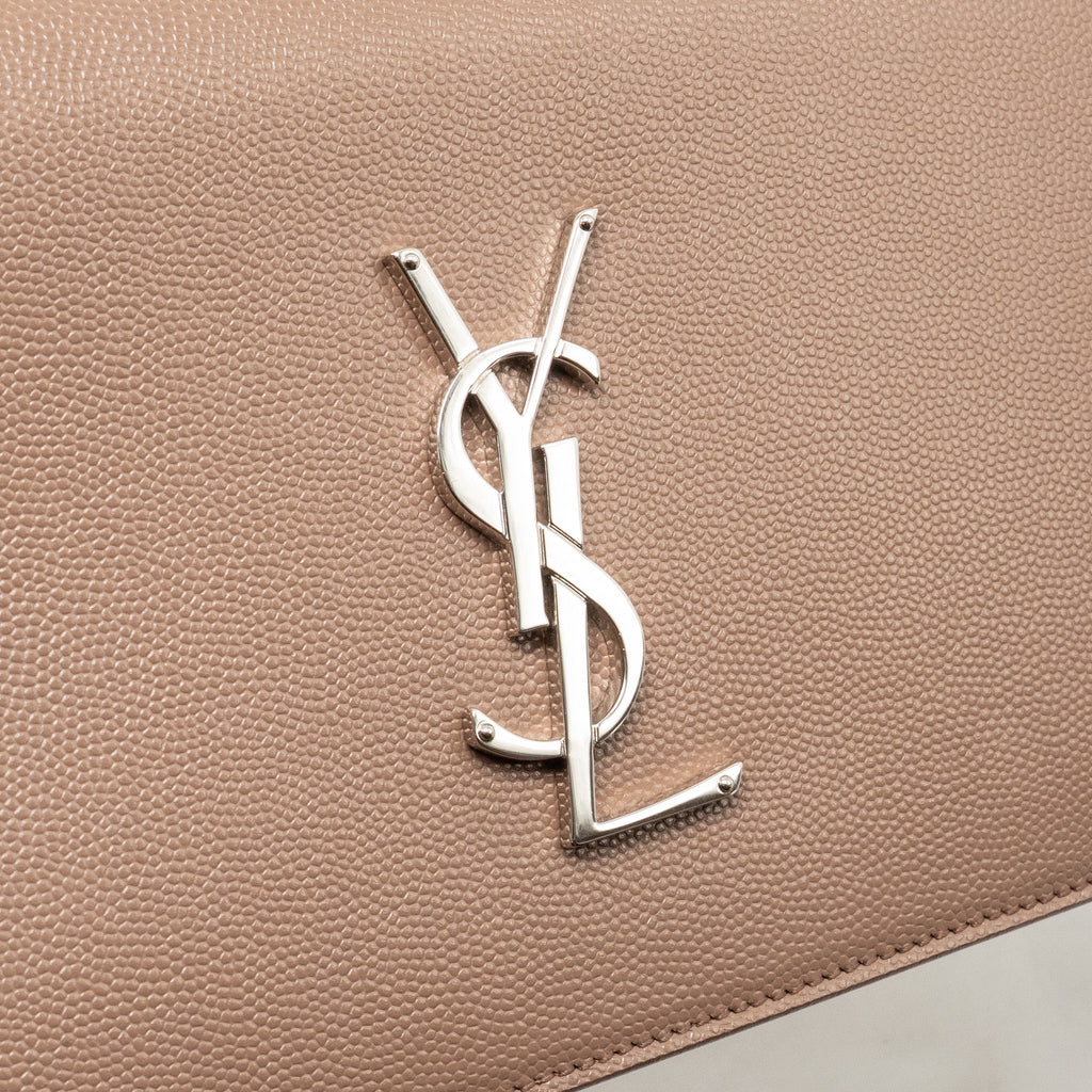 Saint Laurent/YSL Kate Clutch Grained Calfskin Beige SHW