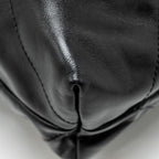 CHANEL MEDIUM 22 BAG GOLD LETTER SHINY CALFSKIN BLACK GHW (MICROCHIP)