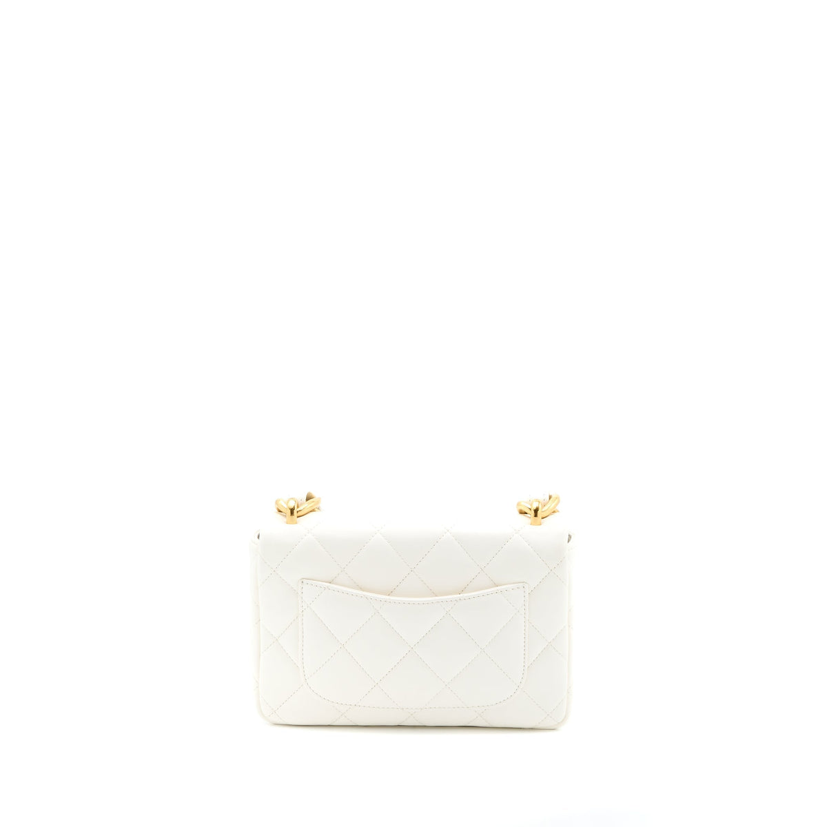 CHANEL 22S GIANT CHAIN FLAP SHOULDER BAG LAMBSKIN WHITE BRUSHED GHW (MICROCHIP)