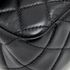 CHANEL PEARL CRUSH MINI RECTANGULAR FLAP BAG LAMBSKIN BLACK GHW (MICROCHIP)