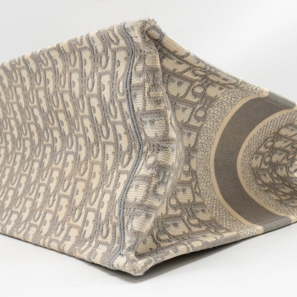 Dior Medium Dior Book Tote Oblique Embroidery Canvas Light Grey