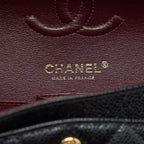CHANEL 22C CAVIAR SMALL CLASSIC DOUBLE FLAP BAG BLACK GHW