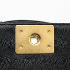 CHANEL MEDIUM BOY BAG CAVIAR BLACK BRUSHED GHW (MICROCHIP )