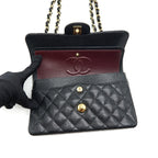CHANEL 22C CAVIAR SMALL CLASSIC DOUBLE FLAP BAG BLACK GHW