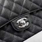 CHANEL SMALL CLASSIC DOUBLE FLAP BAG CAVIAR BLACK SHW (MICROCHIP)
